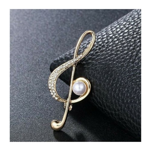 Broche bijou doré - clé, sol