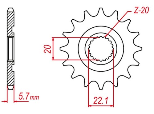Pignon avant 2103 gas - avant,