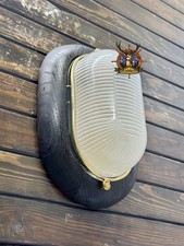 Applique murale ovale nautique en bois laiton avec verre blanc et finition no...