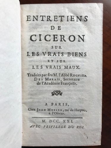 Entretiens ciceron sur les - de,