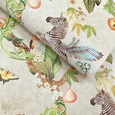 Papier Peint Safari Symphony Taupe Métallique Animaux Tropicaux Holden 14260