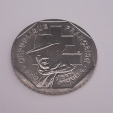 Pièce commémorative  de 2 francs Jean Moulin en nickel 1993 qualité SUP nettoyée