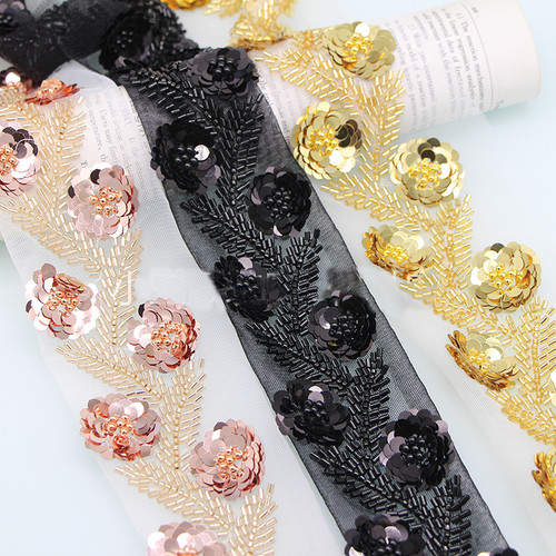 90cm bordure dentelle sequin - dentelle,