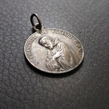 Médaille catholique saint François d'Assise saint Antoine argenté