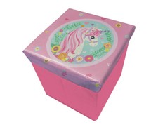 Pouf Conteneur Pliable Licorne Banc Repose-Pieds Coffre 31x31x33cm 3899