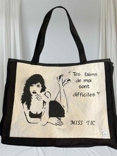 Grand tote bag Miss Tic -  Sac peint à la main  -Citation Miss Tic-  Création un