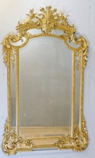 190*120 Cm, Grand Miroir, Glace à Parcloses De Style Régence En Bois Doré, XIX
