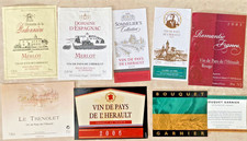 Lot de 20 étiquettes de vin de pays de l'Hérault, classement par département