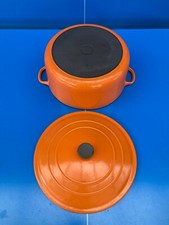 Le Creuset PETITE Cocotte EN Fonte RONDE Vintage MODELE N°G ORANGE ø 29 CM  N°1
