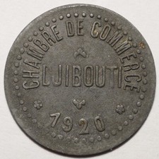DJIBOUTI : RARE 10 CENTIMES CHAMBRE DE COMMERCE 1920