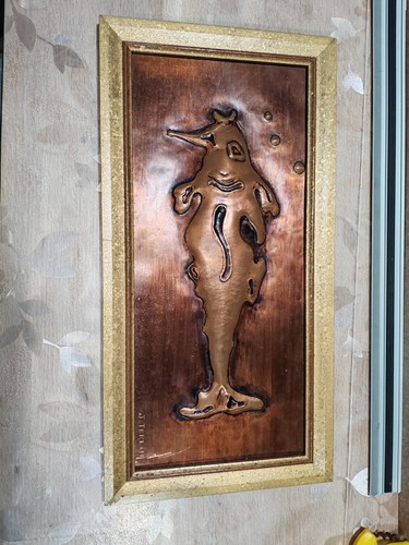 Rare tableau cuivre signé - rare,
