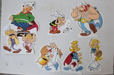 Lot  de 6 personnages d'Astérix en plastique rigide PLV 2000 Recto-verso