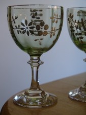 BACCARAT CRISTAL 2 ANCIENS VERRES LIQUEUR NAP III DECOR  OR 19 EME ht 7 cm