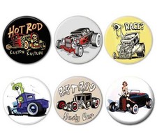 Lot de 6 badges HOT ROD Rat Rod Street Rod Ford Roadster Rat Fink Kustom Custom