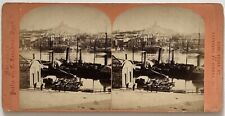 FRANCE Marseille Bassin du Carénage c1870 Photo Stereo Vintage Albumine P15L3n