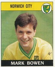 187 MARK BOWEN # RECRUE GALLES NORWICH CITY.FC JAPONAIS AUTOCOLLANT FOOTBALL 89 PANINI