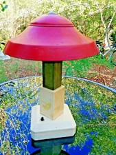 ancienne lampe de bureau art-déco forme champignon en bois,métal ,cuivre 20 ème