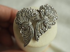 BROCHE ANCIENNE BIJOU A TRANSFORMATION ARGENT MASSIF DUET EARRINGS BROOCH