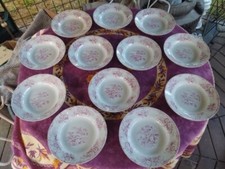 12 Assiettes Creuses Saint Amand Lebacqz Bouchart Modèl Fleurs Pommier Rose 23cm