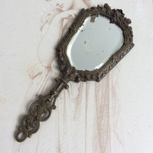 Miroir face main - face, bronze