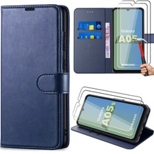 Coque Cuir PU pour Samsung Galaxy A17 A16 A14 A15 A53 A54 A05s+2 Verre Trempé