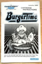 BURGER TIME - NOTICE SEULE 100% ORIGINALE CBS COLECOVISION PAL EURO - Booklet