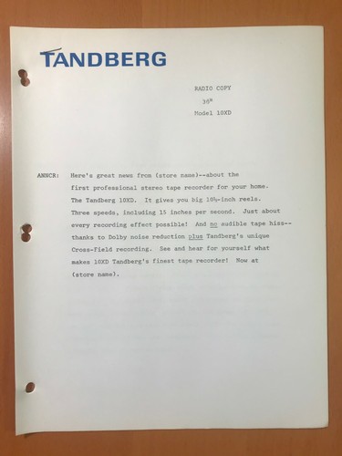 Original tandberg 10xd - tandberg,