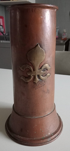 Ancien vase cuivre decor - en,