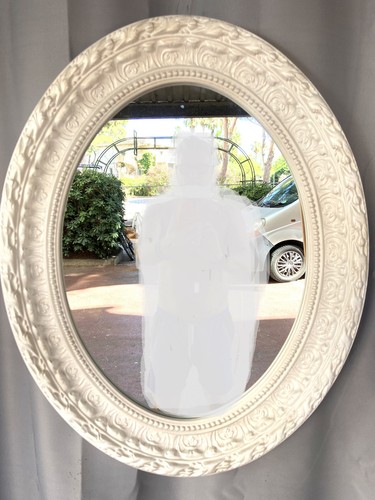 Grand miroir bois stuqué - bois,
