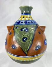 RARE VASE CERAMIQUE GOUDA HOLLAND ARCHIPEL ART DECO DECOR ETHNIQUE PARFAIT  ETAT