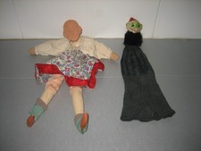 2 Ancienne Marionnette Théâtre Lyonnais Guignol.. Bois & Carton Bouilli