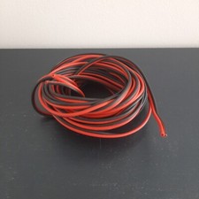 Câble Haut Parleur Meplat Gaine Noire Rouge 6m