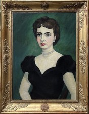 Original Antique Oil painting, Female Portrait Expressive Signed, Framed