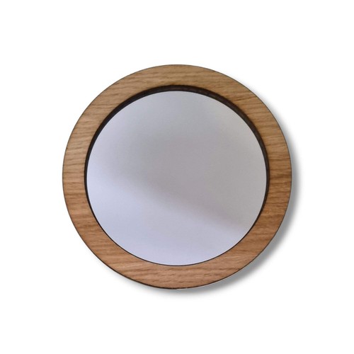 Miroir rond bois avec - miroir,
