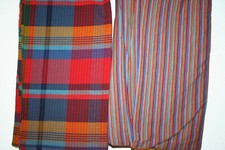 coupon de tissu VINTAGE genre madras et 1 jersey rayures multicolores
