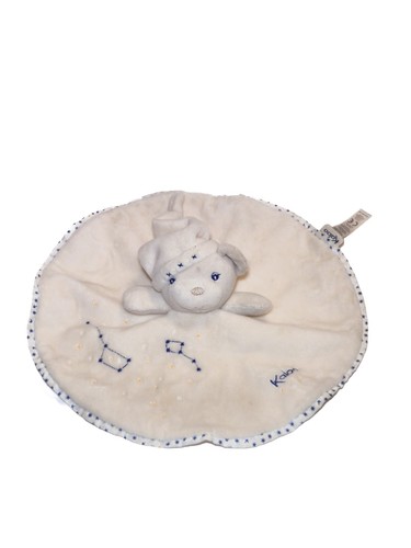 Doudou plat rond ours blanc