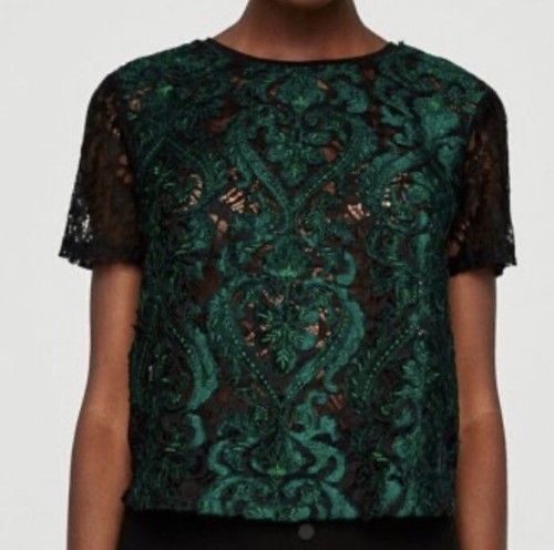 Haut dentelle noir vert - noir, et