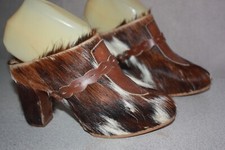 Sabots Travail Artisanal Poils et Cuir lanière Tressée T 36 BE