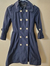 Plastic Island Navy Blue Trench Coat Size Small