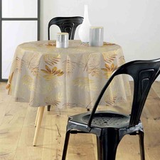 Nappe ronde 180 cm Naturine naturel et or Anti tache et Infroissable - MCTISSUS 