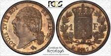 FRANCE Louis XVIII - 1 Franc 1817-A - PCGS MS 64