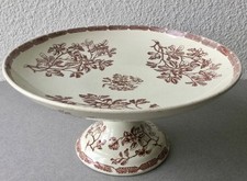 Ancien COMPOTIER faience K&G LUNÉVILLE. Décor SEPIA. Chêne, glands. Terre de fer