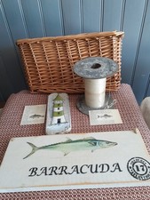 DECORATIONS BORD DE MER PANCARTE POISSON & PHARE artisanal ANCIENNE BOBINE ZINC