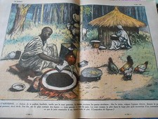 Abyssinie paillote familiale filer le coton chèvre poules dessin Print 1936