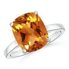 Naturel Citrine Pierre Précieuse Avec 925 Bague en Argent pour Femmes #4058