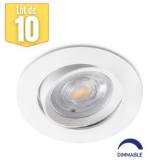 Lot de 10 spots LED encastrables 3en1 rond blanc 7W IP20 Dimmable