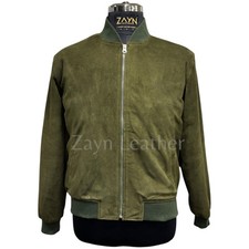 Blouson bomber en cuir suédé