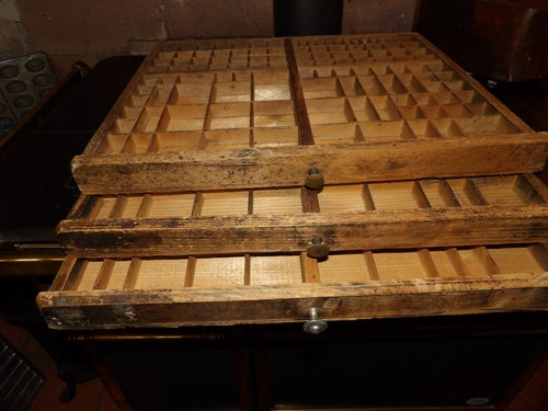 Anciens casiers imprimeur - anciens, d'imprimeur
