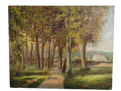 Ancien tableau huile - ,