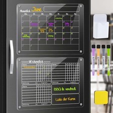 Calendrier Magnetique Frigo Transparent 2 Pack Planning Mensuel Familial Acry...